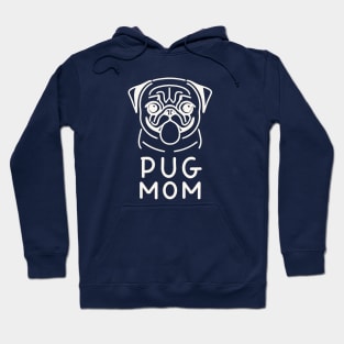 Pug Mom - Lineart Drawing for black Hoodie